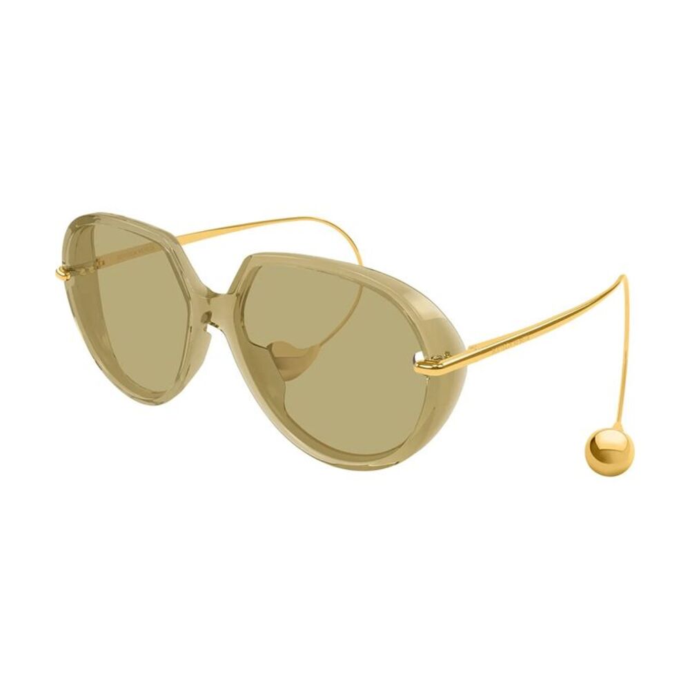 Bottega Veneta Sunglasses Square Full Rim, Shiny Transparent Yellow/Gold Frame